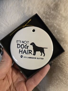 Ceramic Labrador Ornament - White with Black Print